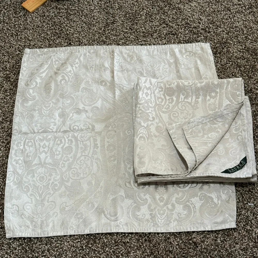 Lauren Ralph Lauren Damask gray silver Cloth square Napkins Set of‎ 4 Elegant